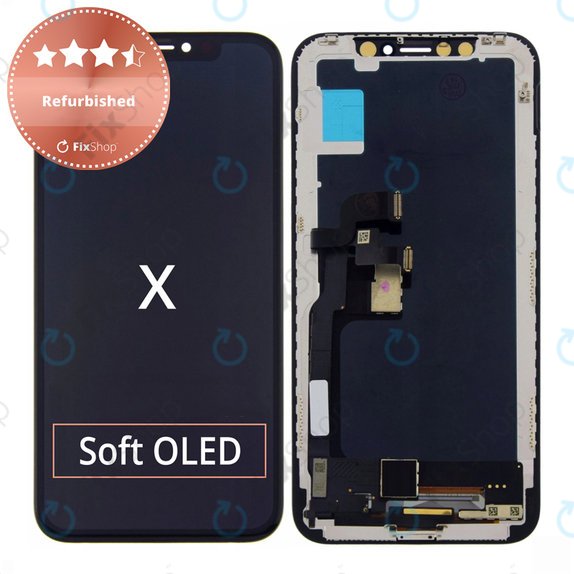 Zaslon za iPhone X, Steklo na dotik z okvirjem, Refurbished