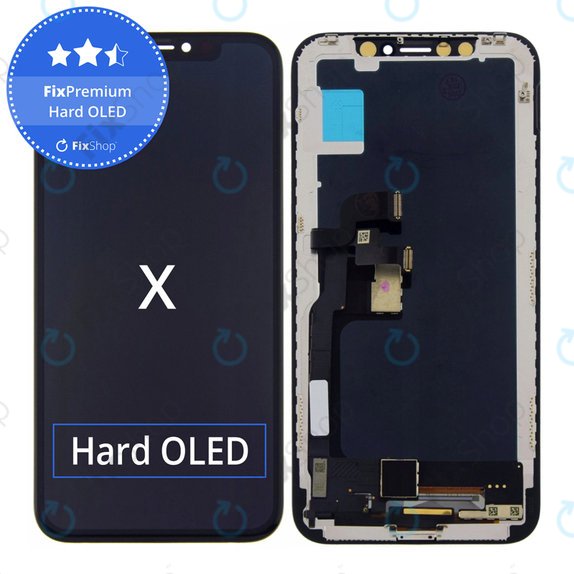 Zaslon Hard OLED za iPhone X, Steklo na dotik z okvirjem, FixPremium