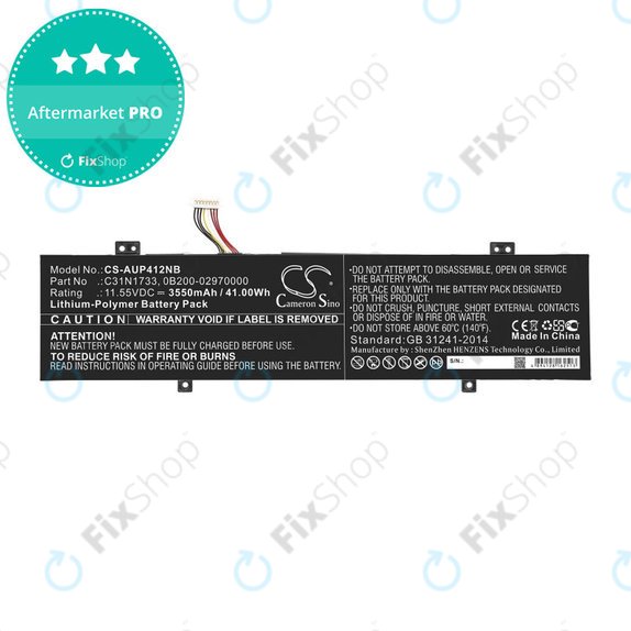 Baterija za Asus VivoBook Flip 14 Tp412fa/ua, 3550mAh, Li-Pol, 11.55V, C31N1733, HQ