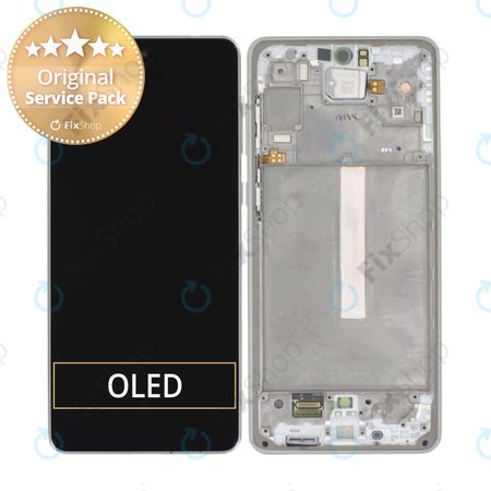 Samsung Galaxy A73 5G A736B - LCD zaslon + steklo na dotik + okvir (Awesome White) - GH82-28686B, GH82-28884B Genuine Service Pack