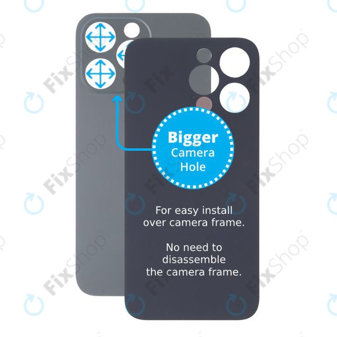 Apple iPhone 13 Pro - Steklo zadnjega ohišja s povečano luknjo za kamero (Graphite)