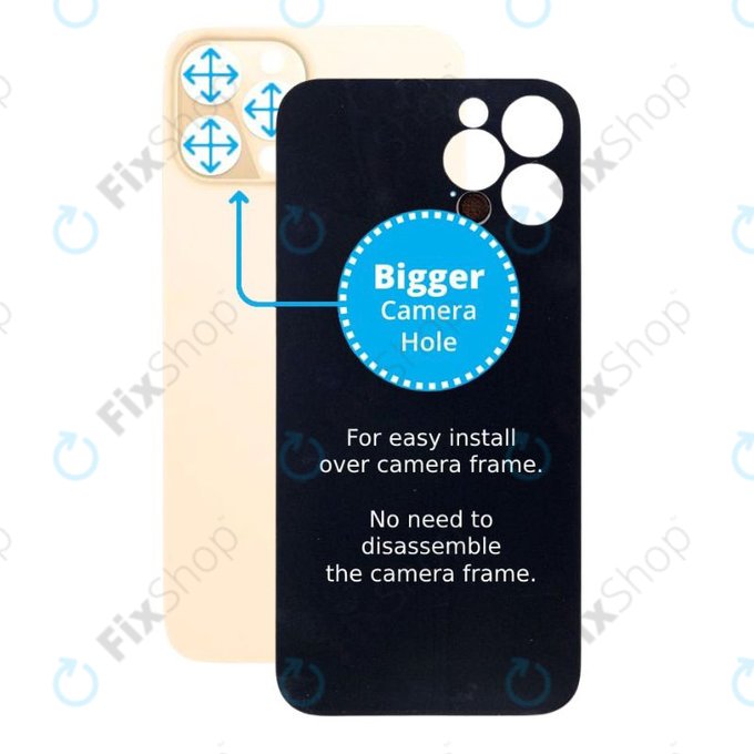 Apple iPhone 12 Pro Max - Steklo zadnjega ohišja s povečano luknjo za kamero (Gold)