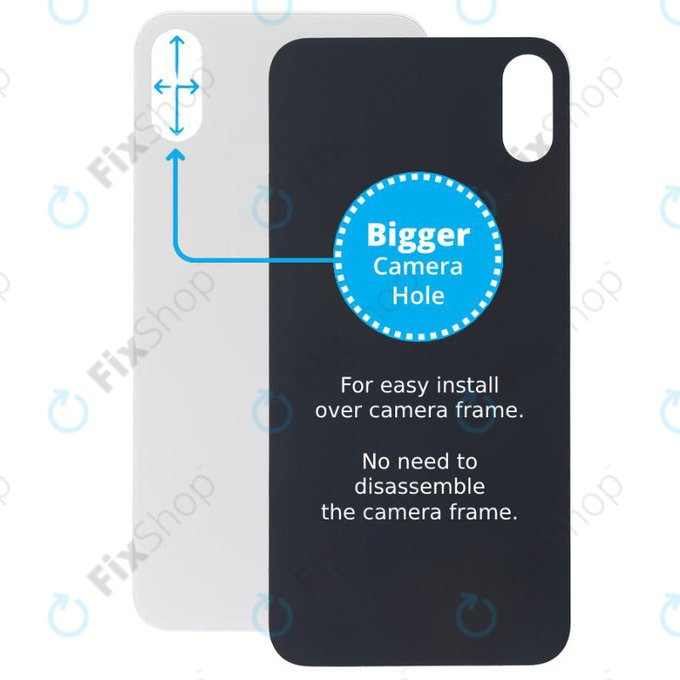 Apple iPhone XS Max - Steklo zadnjega ohišja s povečano luknjo za kamero (White)