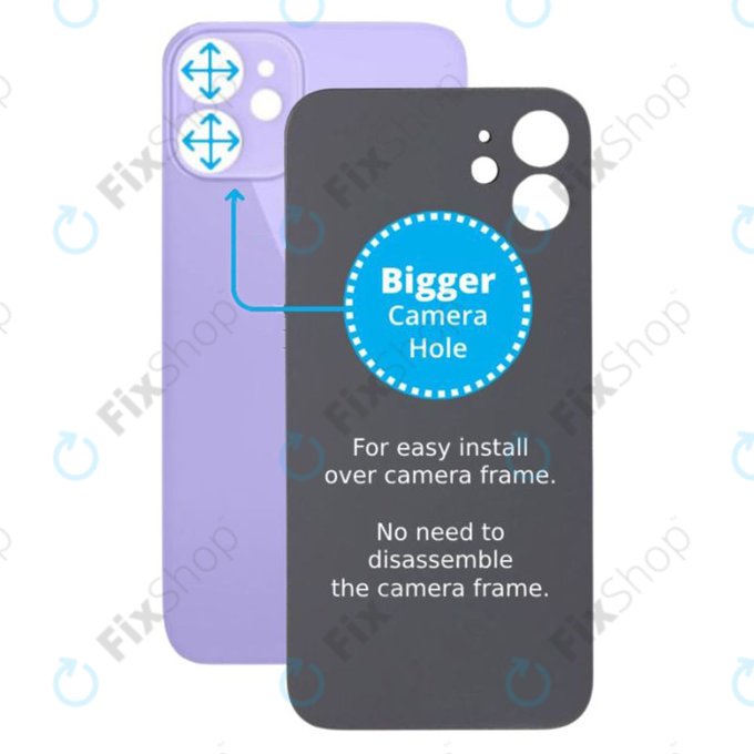 Apple iPhone 12 Mini - Steklo zadnjega ohišja s povečano luknjo za kamero (Purple)
