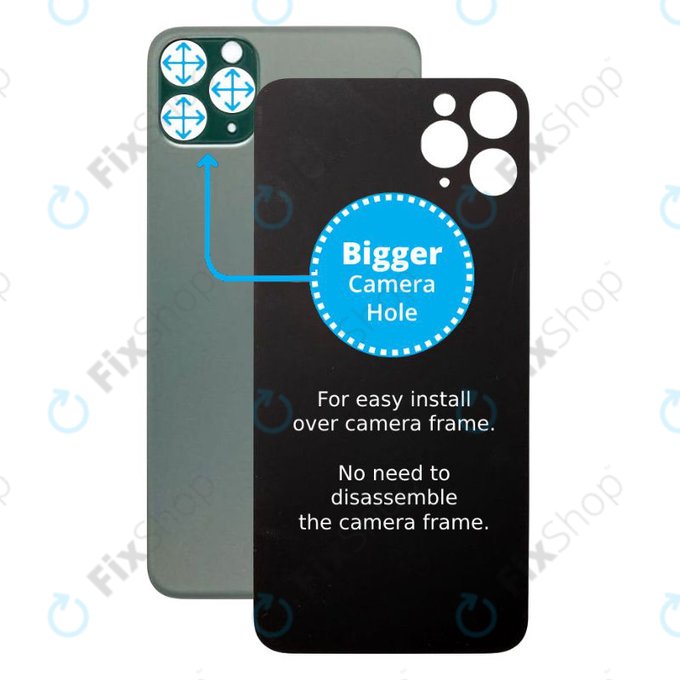 Apple iPhone 11 Pro - Steklo zadnjega ohišja s povečano odprtino za kamero (Green)