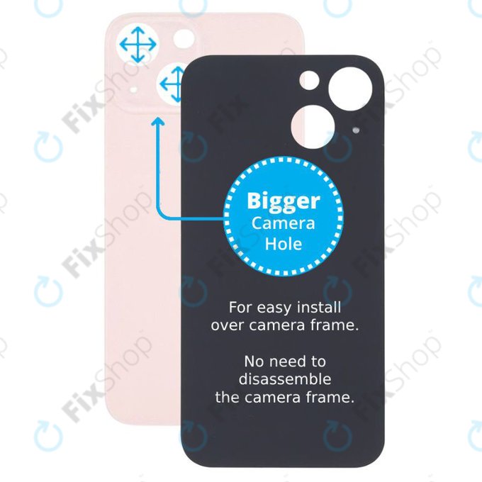 Apple iPhone 13 Mini - Steklo zadnjega ohišja s povečano odprtino za kamero (Pink)