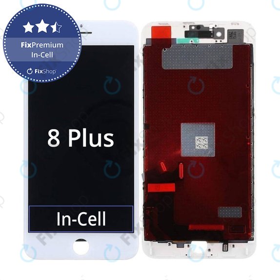 Zaslon In-Cell za iPhone 8 Plus, White, Steklo na dotik z okvirjem, FixPremium