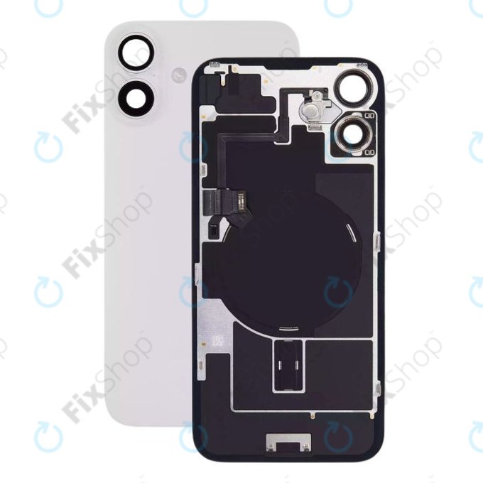 Apple iPhone 16 Plus - Steklo zadnjega ohišja + Leča kamere + Kovinska plošča + Magsafe magnet (White)