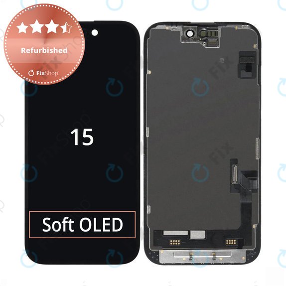 Zaslon za iPhone 15, Steklo na dotik z okvirjem, Refurbished