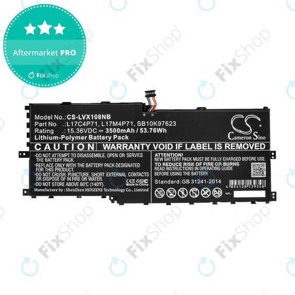 Baterija za Lenovo ThinkPad X1 Yoga 2018, 3500mAh, Li-Pol, 15.36V, L17C4P71, HQ