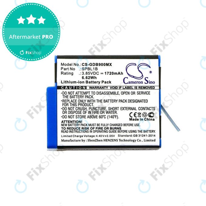 Baterija za Gopro Hero 9, 11, 1720mAh, Li-Ion, 3.85V, SPBL1B, HQ