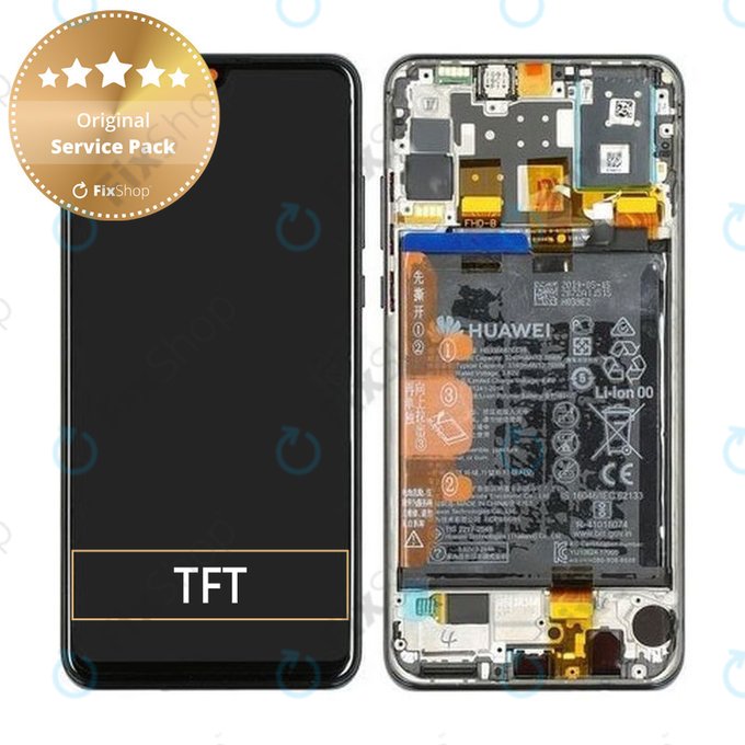 Huawei P30 Lite (2020) - LCD zaslon + steklo na dotik + okvir + baterija (Midnight Black) - 02352PJM Genuine Service Pack