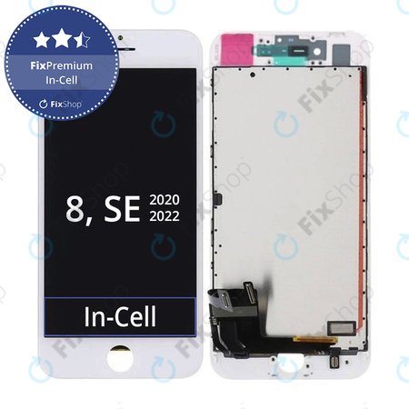 Apple iPhone 8, SE (2020), SE (2022) - LCD zaslon + steklo na dotik + okvir (White) In-Cell FixPremium