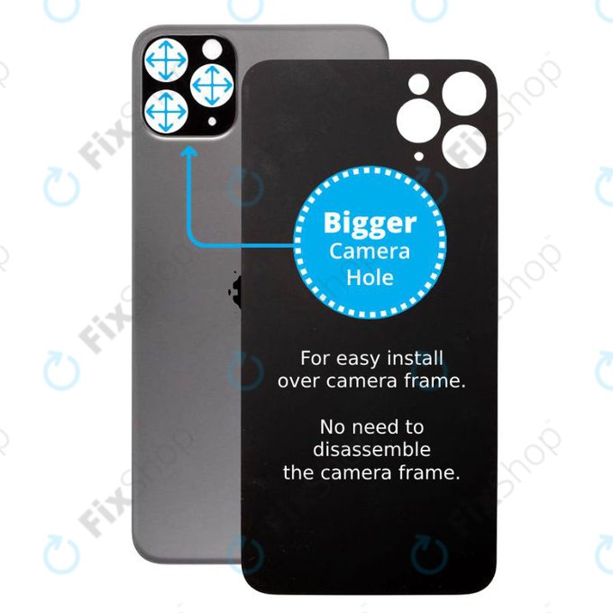 Apple iPhone 11 Pro - steklo zadnjega ohišja s povečano odprtino za kamero (Space Gray)