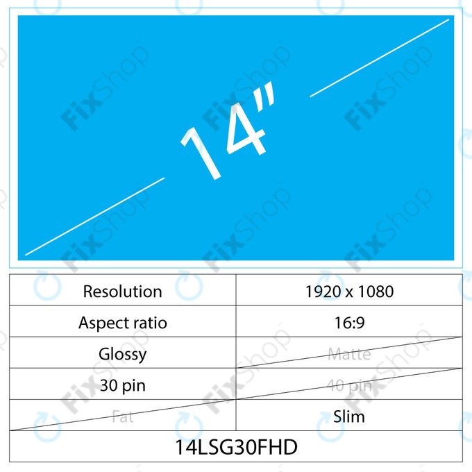 14 LCD Slim sijajni 30 pin FHD
