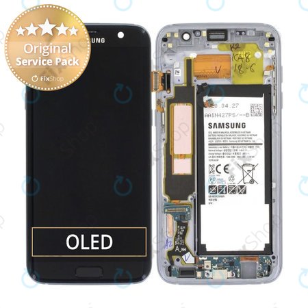 Samsung Galaxy S7 Edge G935F - LCD zaslon + steklo na dotik + okvir + baterija (Black) - GH82-13359A Genuine Service Pack
