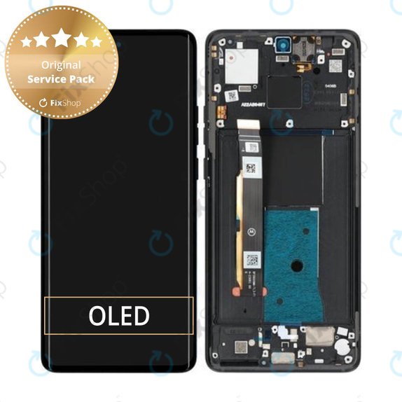 Motorola Edge 40 - LCD zaslon + steklo na dotik + okvir (Eclipse Black) - 5D68C22670 Genuine Service Pack
