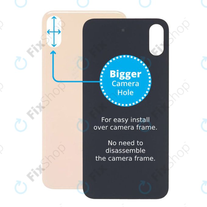 Apple iPhone XS - Steklo zadnjega ohišja s povečano odprtino za kamero (Gold)