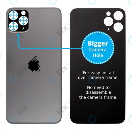 Apple iPhone 11 Pro - steklo zadnjega ohišja s povečano odprtino za kamero (Space Gray)