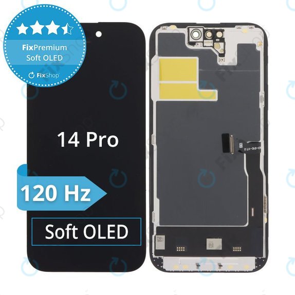 Zaslon Soft OLED 120Hz za iPhone 14 Pro, Steklo na dotik z okvirjem, FixPremium
