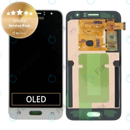 Samsung Galaxy J1 J120F (2016) - LCD zaslon + steklo na dotik (White) - GH97-18224A Genuine Service Pack