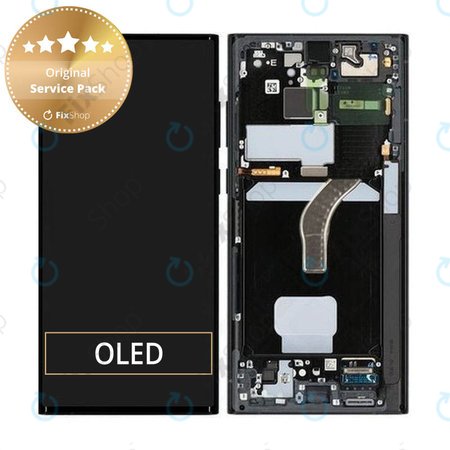 Samsung Galaxy S22 Ultra S908B - LCD zaslon + steklo na dotik + okvir (Graphite) - GH82-27488E, GH82-27489E Genuine Service Pack