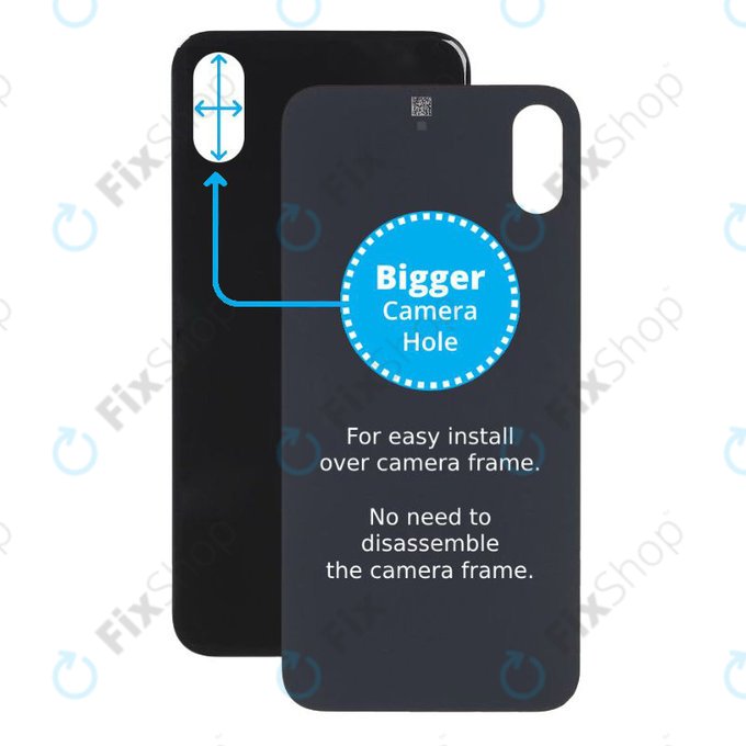 Apple iPhone XS - steklo zadnjega ohišja s povečano odprtino za kamero (Space Gray)