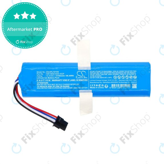 Baterija za 360 S6 Pro, S9, X90, X95, Eufy Robovac L70 Hybrid, 6700mAh, Li-Ion, 14.4V, INR18650M26-4S2P, HQ
