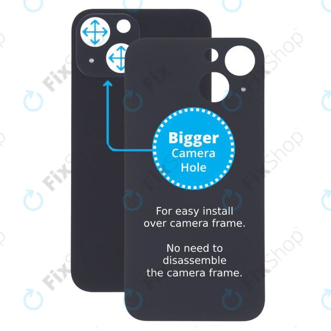 Apple iPhone 13 Mini - Steklo zadnjega ohišja s povečano odprtino za kamero (Midnight)