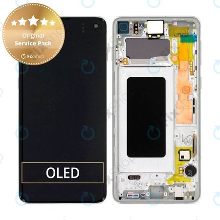 Samsung Galaxy S10 G973F - LCD zaslon + steklo na dotik + okvir (Prism White) - GH82-18850B, GH82-18835B Genuine Service Pack