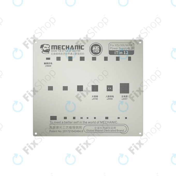 Mechanic iTin 12 - Jeklena predloga matične plošče za iPhone XR, XS, XS Max