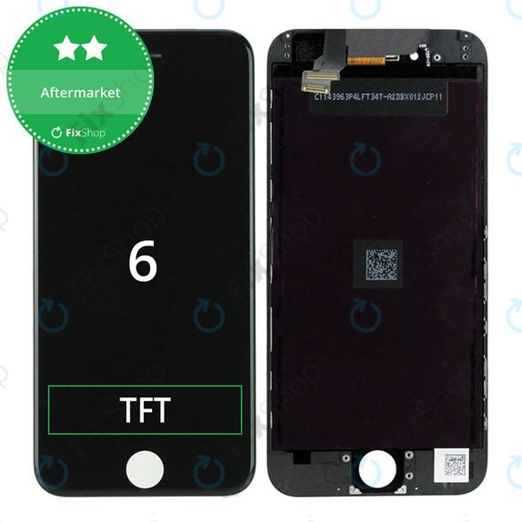 Zaslon za iPhone 6, Black, Steklo na dotik z okvirjem