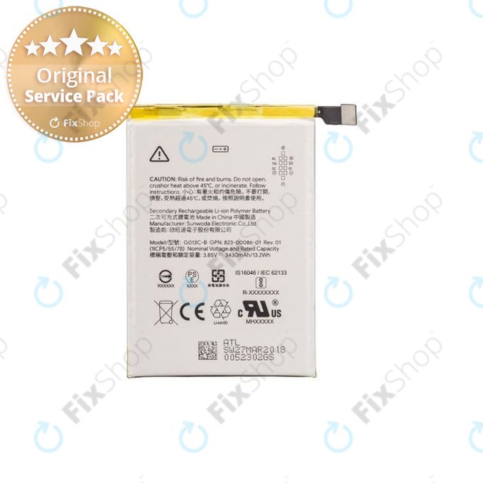 Google Pixel 3 XL - Baterija G013C-B 3430mAh - G823-00114-01 Genuine Service Pack