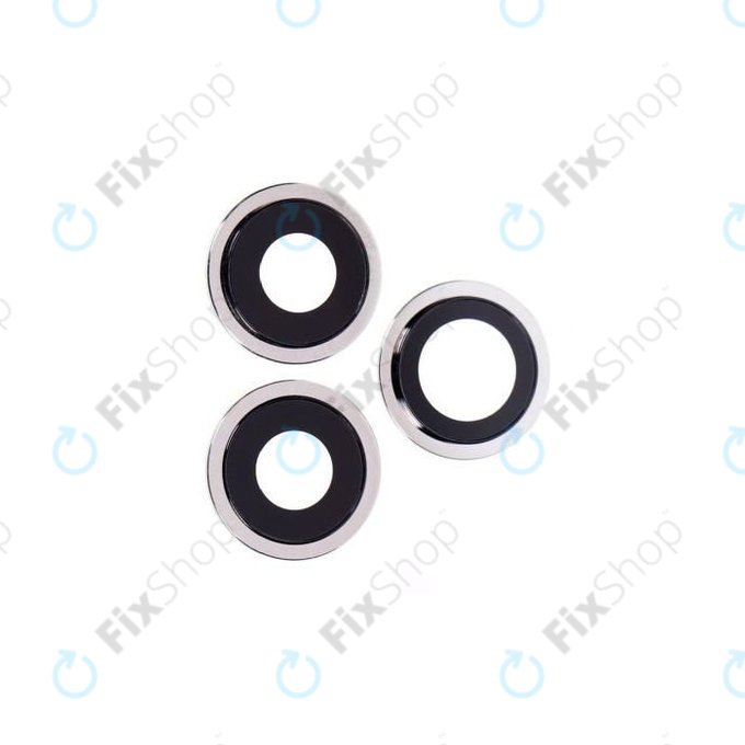 Apple iPhone 12 Pro Max - Steklo zadnje kamere z okvirjem (Silver) - 3 kosi