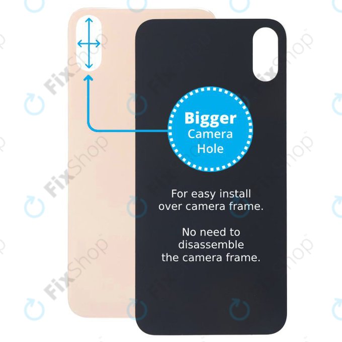 Apple iPhone XS Max - Steklo zadnjega ohišja s povečano odprtino za kamero (Gold)