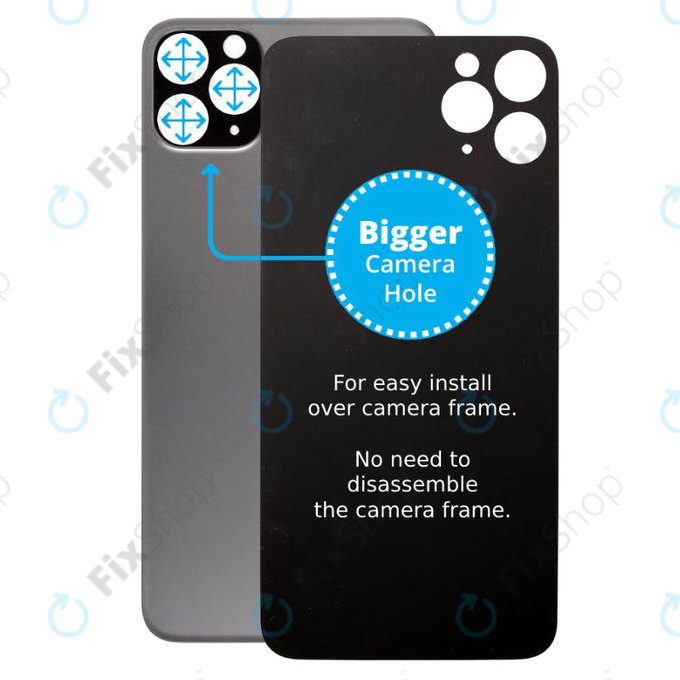 Apple iPhone 11 Pro Max - steklo zadnjega ohišja s povečano luknjo za kamero (Space Gray)