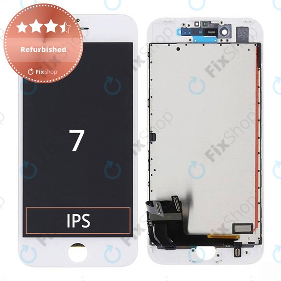 Zaslon za iPhone 7, White, Steklo na dotik z okvirjem, Refurbished