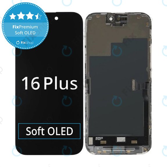 Zaslon Soft OLED za iPhone 16 Plus - Steklo na dotik + Okvir, Genuine Apple