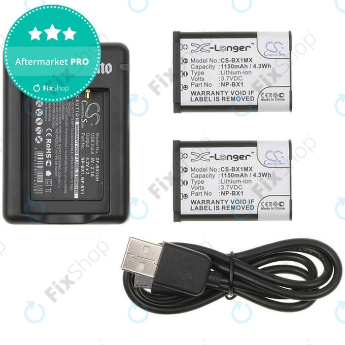 2 bateriji s polnilnikom zaSony Cyber-shot DSC-RX100, Cyber-shot DSC-WX300B, 1150mAh, Li-Ion, 7.4V, NP-BX1, HQ