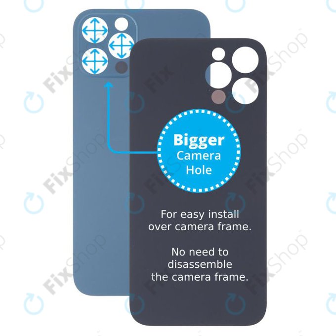 Apple iPhone 13 Pro Max - Steklo zadnjega ohišja s povečano odprtino za kamero (Blue)