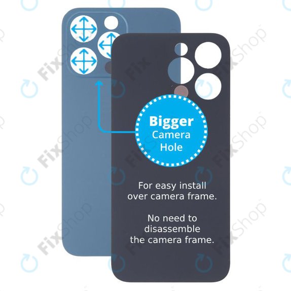 Apple iPhone 13 Pro - Steklo zadnjega ohišja s povečano odprtino za kamero (Blue)
