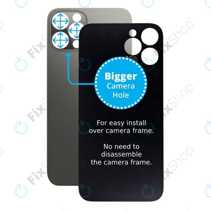 Apple iPhone 12 Pro - Steklo zadnjega ohišja s povečano luknjo za kamero (Graphite)