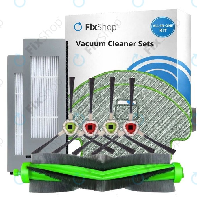 Komplet nadomestnih delov za iRobot Roomba Combo 1138, Ecovacs Deebot Ozmo 930 (1x Glavna krtača, 2x Filtri, 2 para stranskih krtač, 2x Krpe za brisanje)