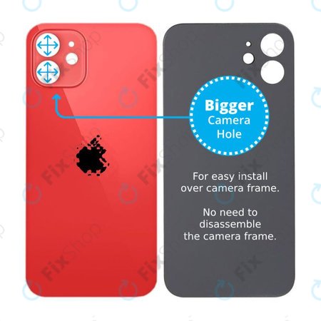 Apple iPhone 12 - Steklo zadnjega ohišja s povečano odprtino za kamero (Red)