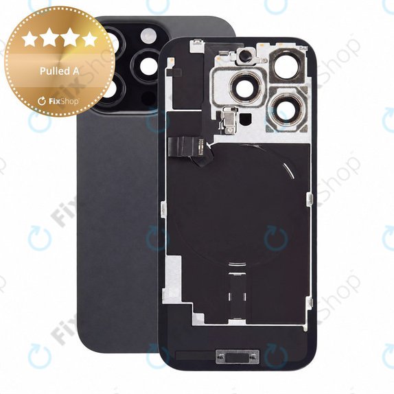 Steklo zadnjega ohišja za iPhone 16 Pro, Black Titanium, Pulled A