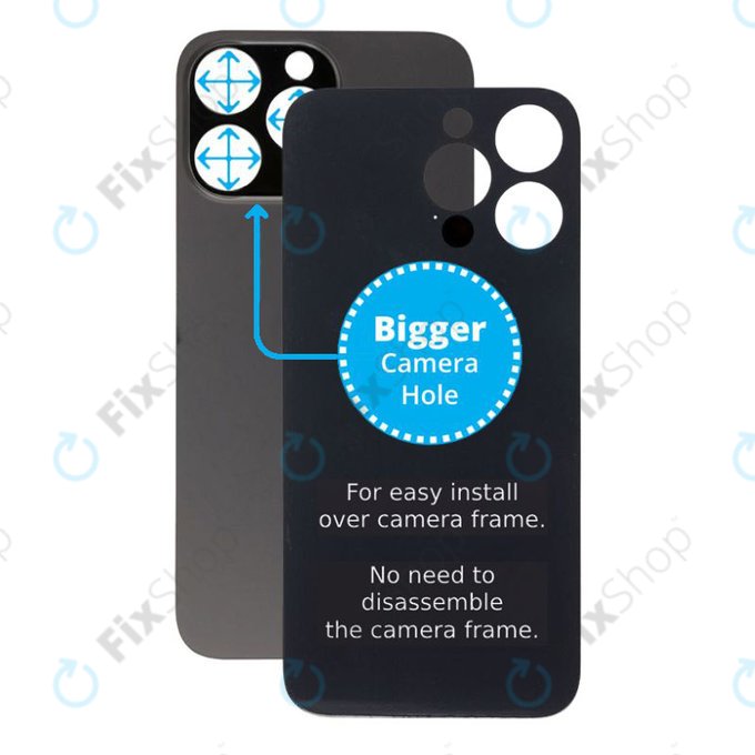 Apple iPhone 14 Pro Max - Steklo zadnjega ohišja s povečano luknjo za kamero (Space Black)