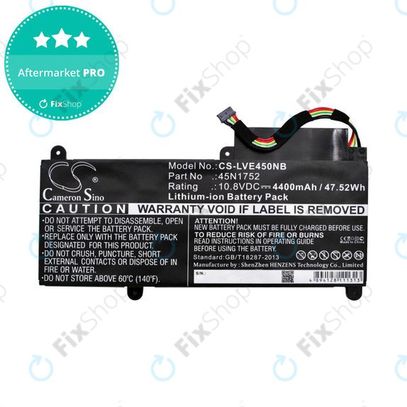 Baterija za Lenovo ThinkPad E450, E455, E460, E465, T470p, ThinkPad Edge E450 i7, 4400mAh, Li-Ion, 10.8V, 45N1752, HQ