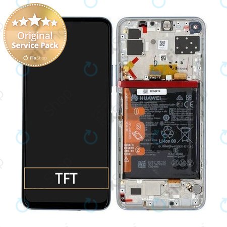 Huawei P40 Lite 5G - LCD zaslon + steklo na dotik + okvir + baterija (Space Silver) - 02353SUQ Genuine Service Pack