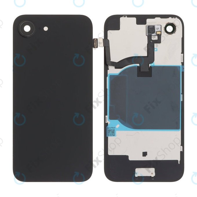 Apple iPhone 16e - Steklo zadnjega ohišja + Leča kamere + Kovinska plošča + Magsafe magnet (Black)
