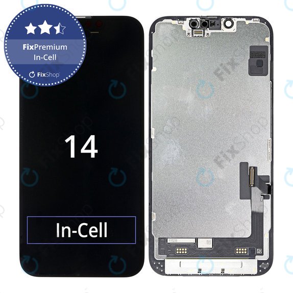 Zaslon In-Cell FHD za iPhone 14, Steklo na dotik z okvirjem, FixPremium